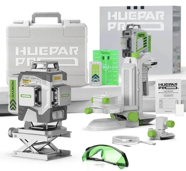 Лазерный уровень Huepar 4D ZK04CG, металлический корпус, емкость АКБ 8000 мАч