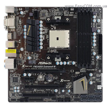 Материнская плата Socket FM2+ ASRock FM2A85X Extreme4 -M c HDMI / USB 3.0 / SATA3 ( sFM2+, 4 СЛОТА *DDR3, AMD A88X ) Б/У