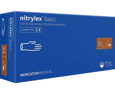 Перчатки нитриловые синие NITRYLEX Basic ХL 100 шт