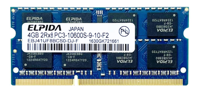 Оперативная память Elpida SODIMM DDR3 4Gb 2Rx8 1333Mhz PC3-10600S-9-10-F2 EBJ41UF8BCS0-DJ-F