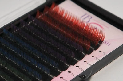 Вії для нарощування I-Beauty Омбре Мікс Червоні-Чорні C 0.10 (9-12 мм, 12 рядів)