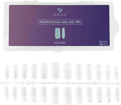 Гелевые типсы для наращивания Nail Gel Tips Square DNKa, 240 шт