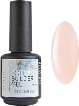 Гель для ногтей Shade Bottle Builder Gel №06 Clear Beige для маникюра и педикюра, персиковый, 15 мл