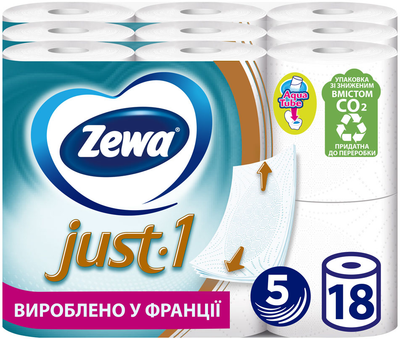 Туалетний папір Zewa Just 1 5 шарів 18 рулонів (7322542535967) 