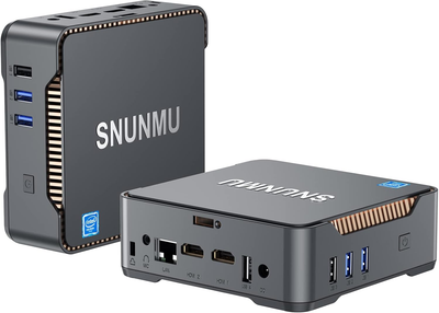 Мини ПК SNUNMU GK3V / Intel Celeron J4125 / RAM 8GB / SSD 128GB / Windows 11 / 2 x HDMI / LAN / Wi-Fi 4 / Bluetooth 4.2 / Серый