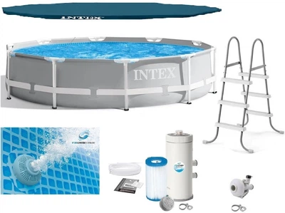 Каркасный бассейн Intex 26706-1 Prism Frame Pool 305х99 см с фильтр-насосом, лестницей и тентом Объем 6500 лит