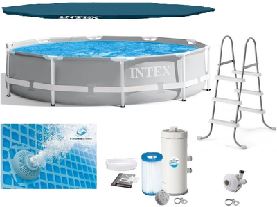 Каркасный бассейн Intex 26706-1 Prism Frame Pool 305х99 см с фильтр-насосом, лестницей и тентом Объем 6500 лит