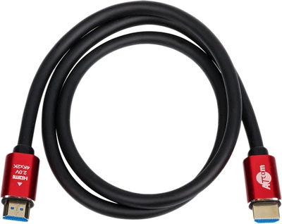Кабель передачі відео Atcom HDMI-HDMI Red/Gold, пакет, довжина 2 м, 4K, ver 2.0 (24942)