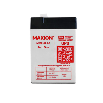 Акумулятор промисловий MAXION MXBP-OT 5-6 (6V, 5Ah, +/-)