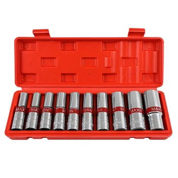 Набор длинных головок 1/2”, 10 единиц, Cr-V, MAXION MXTL- PCS10, (8-24мм)