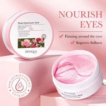 Патчі гідрогелеві Bioaqua Rose Hyaluronic Acid Eye Mask, з екстрактом троянди, 60шт