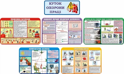 Набір стендів «Куточок охорони праці» для школи ліцею гімназії (Арт2227)