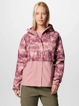 Спортивная ветровка с капюшоном женская Columbia Hikebound Printed 2116331CLB-659 S Розовая (0195982236315_2999003389879)