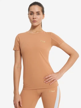 Спортивна футболка для бігу жіноча Fila 133763FLA-T1 48 Бежева (0990056547195_2999002576782)