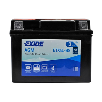 Мото аккумулятор EXIDE AGM ETX 4L-BS 12V 3Ah 50А R+ ETX4L-BS