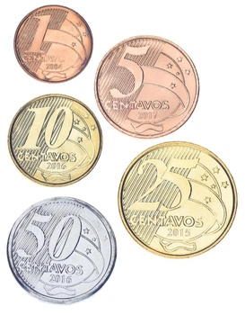 Набор монет Бразилия набор из 5 монет 2004-2017 UNC 1, 5, 10, 25, 50 сентаво