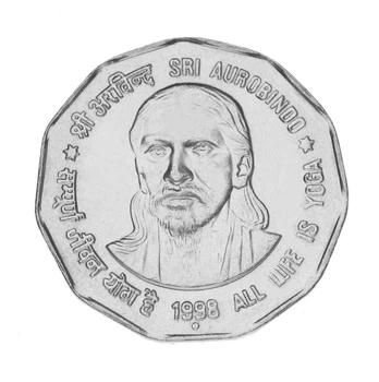 Монета Индия 2 рупии 1998 AU-UNC Философ Шри Ауробиндо