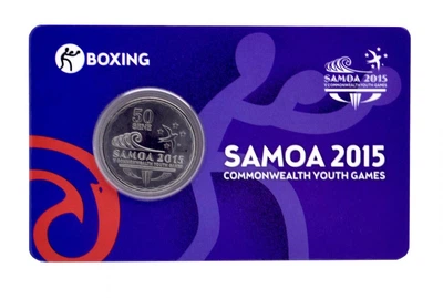 Монета Самоа 50 сене 2015 UNC Спорт Молодёжные Игры Содружества - Бокс