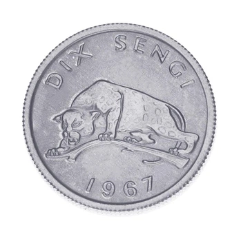 Монета Конго 10 сенжи 1967 UNC