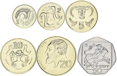 Набір монет Кіпр набір з 6 монет 2004 UNC 1, 2, 5, 10, 20, 50 центів
