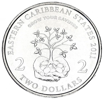 Монета Східні Кариби 2 долари 2011 UNC