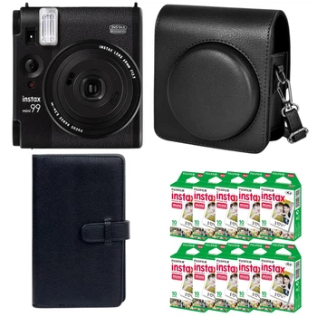 Подарунковий набір Камера для миттєвого друку Камера миттєвого друку Fujifilm Instax Mini 99 Black/ Чорний чохол / Картриджі на 100 фото / Чорний фотоальбом на 108 фото