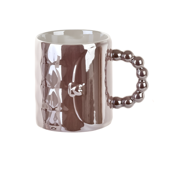 Чашка Stenson Beads 350 мл з ручкою у формі намистин кераміка Коричневий (R32748)