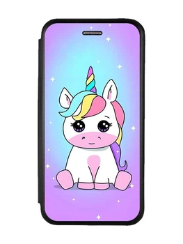 Чехол-книжка с рисунком для Samsung Galaxy A05s (A057) Черный :: Единорог (принт 103)