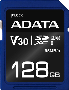 Karta pamięci ADATA Premier Pro SDXC 128GB Class 10 UHS-I U3 V30 (ASDX128GUI3V30S-R)