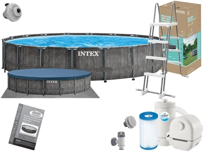 Каркасный бассейн Intex 26744 фильтр-насос, тент, лестница, подстилка 549х122 см Объем 24310 л