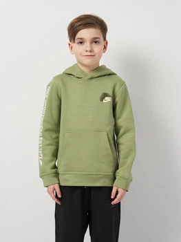 Дитяче тепле худі на флісі для хлопчика Nike B Nsw Si Flc Po Hoodie Bb2 HM4339-386 128-137 см Салатове (197599790266)