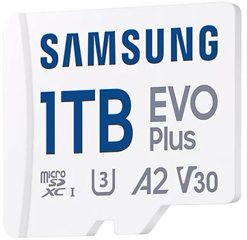 Карта пам'яті Samsung Evo Plus microSDXC 1TB UHS-I U3 V30 A2 + SD адаптер (MB-MC1T0SA/EU)