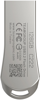 Флеш память USB Team Group C222 128GB USB 3.2 Gen1 Silver (TC2223128GS01)