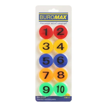 Комплект магнітів Buromax Цифри 10шт x 30мм (BM.0034)