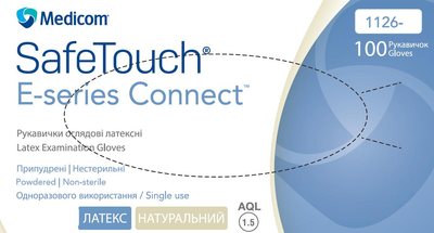 Перчатки Medicom SafeTouch® E-Series Connect латексные опудренные размер M 100 шт Белые (1126)
