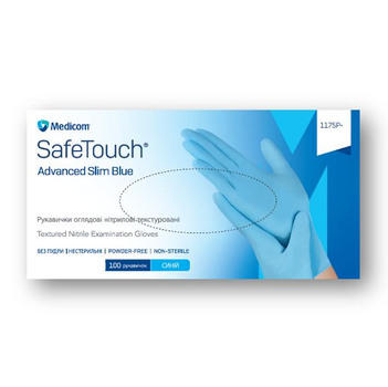 Рукавички Medicom SafeTouch® Slim Blue нітрилові текстуровані без пудри розмір S 1000 шт Блакитні 3,5 г (1175P)