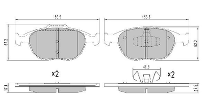 Комплект тормозных колодок FORD FIESTA, FORD TRANSIT, FORD STREET, FREMAX (FBP1305)