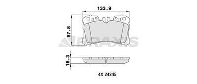 Комплект гальмівних колодок LEXUS LS, BRAXIS (AA0489)