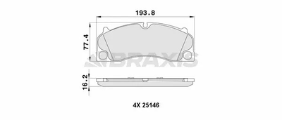 Комплект гальмівних колодок PORSCHE CAYMAN, PORSCHE BOXSTER, BRAXIS (AA0451)