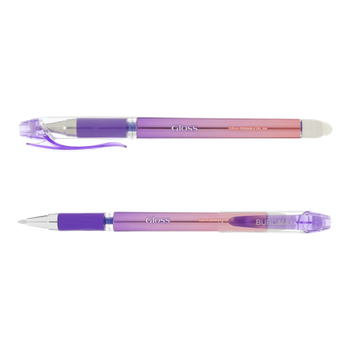 Ручка гелева "Пиши-стирай" GLOSS 0.5мм, перлинний корпус с резиновим грипом, синій