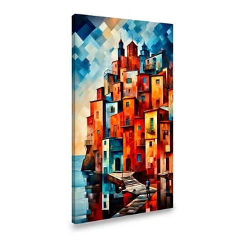 Картина на холсте Разноцветные живописные дома 50x25 см (285VP_M)