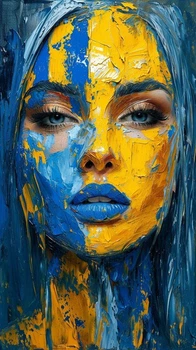 Алмазна мозаїка алмазна викладка Дівчина в жовто-блакитних фарбах 70x40 OG00835SB