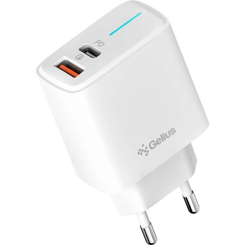 Сетевое зарядное устройство Gelius Radiance 25W (3.6A) с быстрой зарядкой USB / Type-C White (GP-HC058)