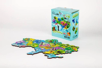 Магнитная карта-пазл PuzzleOK Украина, размер 210*297 мм, 25 деталей