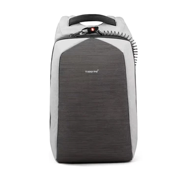 Городской Рюкзак 20л со встроенным замком Tigernu T-B3361 для ноутбука 15.6" с USB для путешествий Серый (T-B3361G)