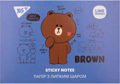 Бумага с липким слоем YES Line Friends в наборе 140 листов (5056574401922)