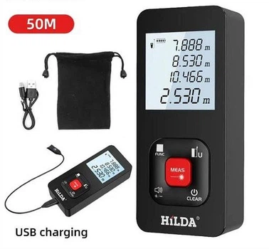 Аккумуляторный лазерный дальномер Hilda cj390 (рулетка) до 50м
