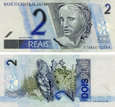 Банкнота Бразилія 2 реала 2001 UNC (P249)