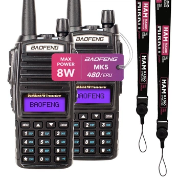 Рация Baofeng UV-82 MK5 комплект 2 шт., UHF/VHF, 8 Вт, 1800 мАч + Гарнитура + Ремешок на шею