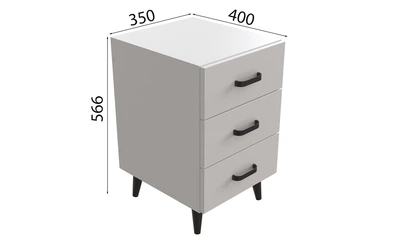 Тумба Віва 3 на конусних ніжках Ferrum-decor 56,5x35x40 Чорний метал ДСП Білий 16 мм (VIVA306)